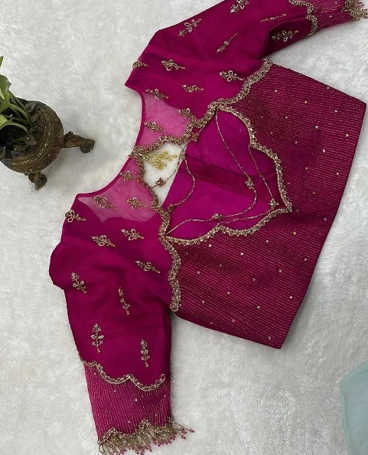 Hand-embroidered custom lehenga fabric detailing at Apreksha Design House atelier